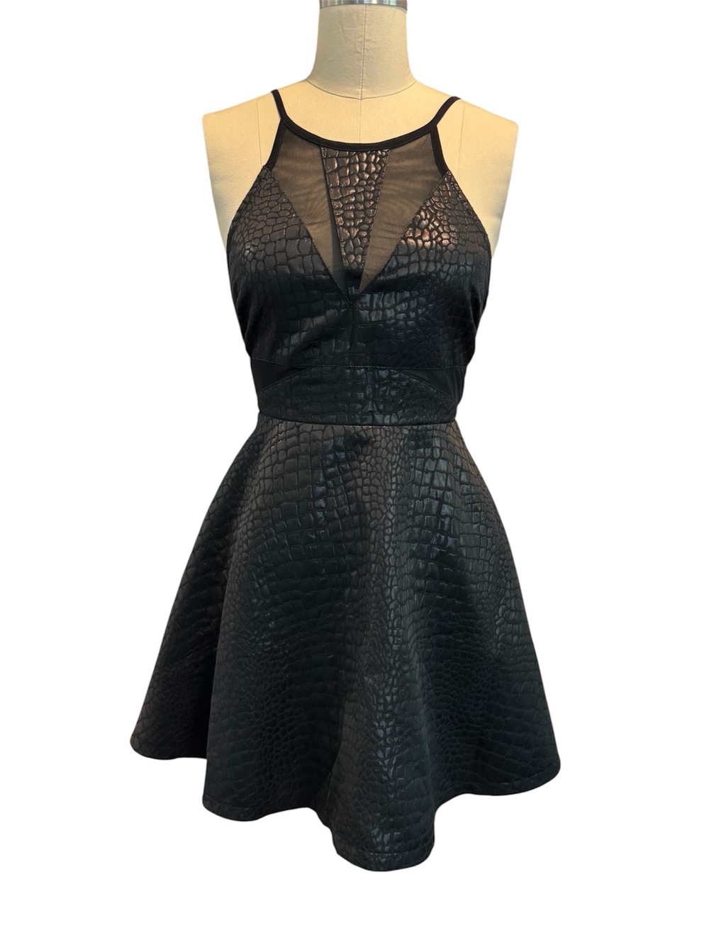 Astr Black Mesh-Panel Dress